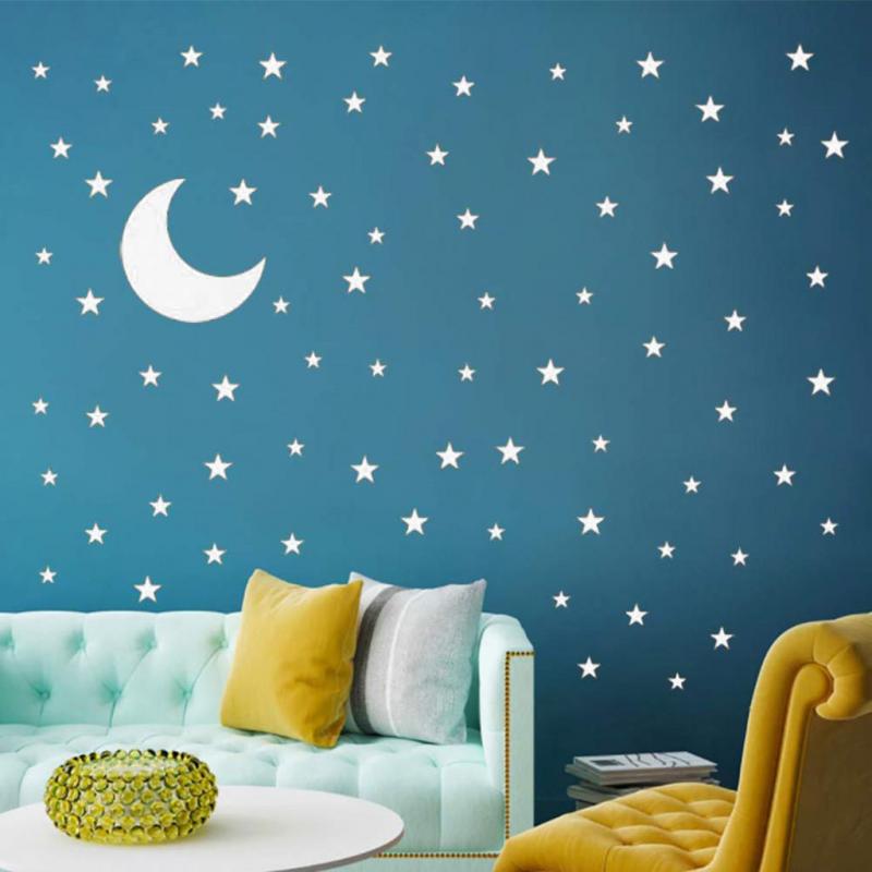 Çocuk Odası Ay Yıldız Duvar Sticker Çıkartma Seti-1473