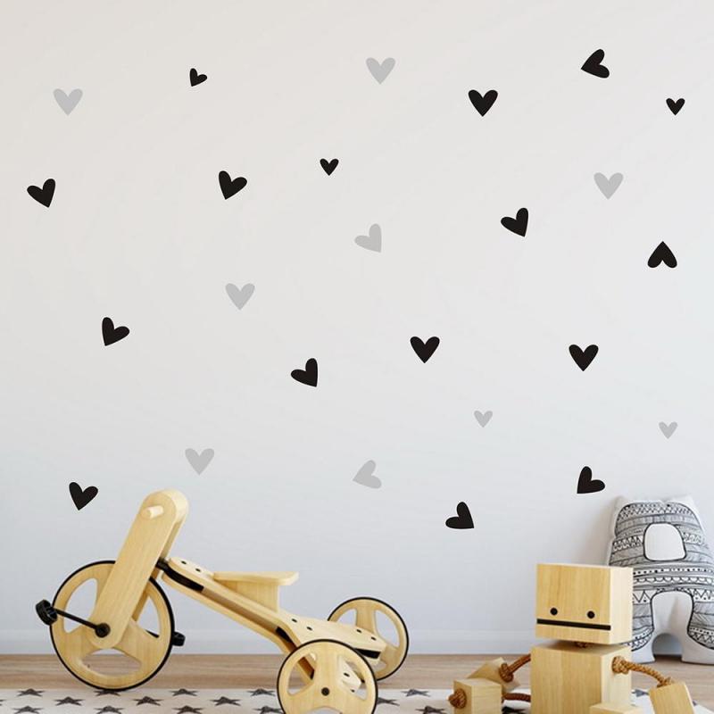 Çocuk Bebek Odası Kalp Duvar Sticker Çıkartma Seti-1477