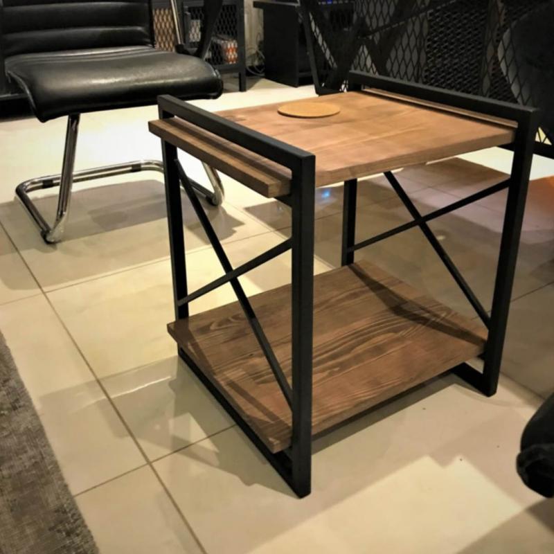 Metal Masif Ahşap Salon, Ofis Sehpa Endüstriyel Orta Sehpa -1173