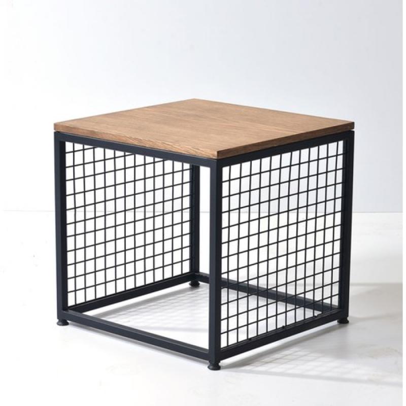 Ahşap Modern Kafesli Masif Yan Sehpa-1207